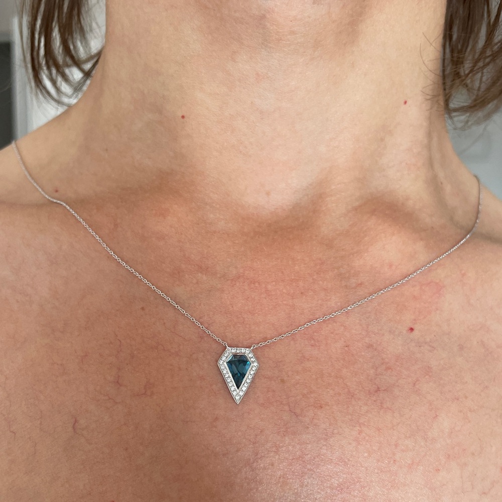 Silver and Blue Pendant Necklace